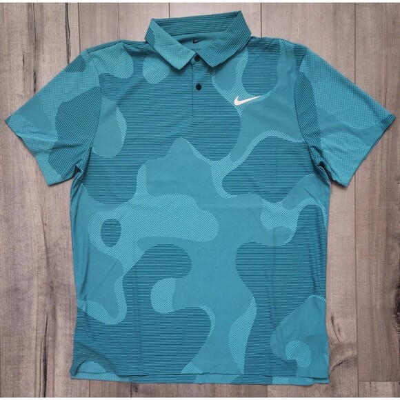 Nike Dri-Fit ADV Tour Camo Teal Polo Golf Shirt Men's XL textured NEW DR5312-381 - Picture 1 of 16